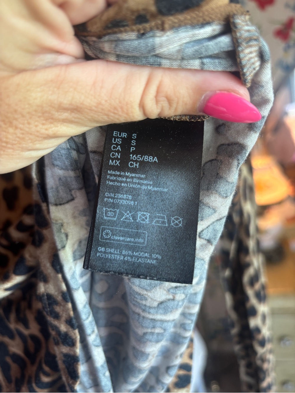 h&m leopard print turtleneck long sleeve fitted top size small y2k mob wife euc - Picture 6 of 7